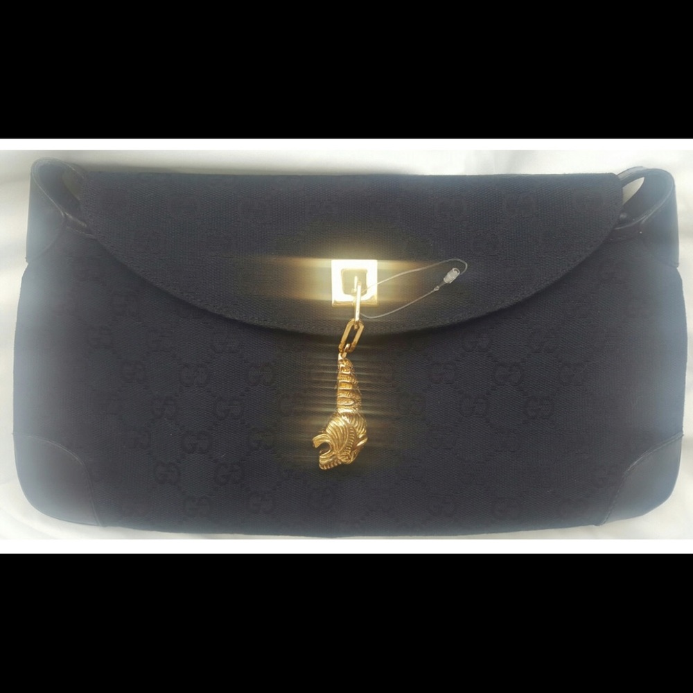 GUCCI TOM FORD Black Suede Flap Med Bag Chain RARE - Picture 2 of 13